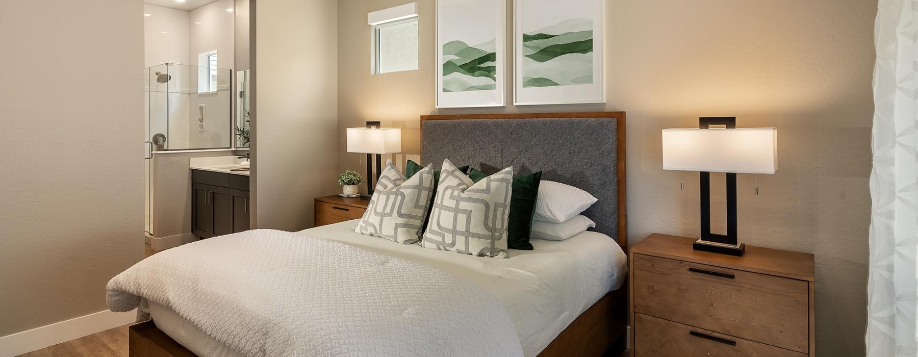 a bed in a room