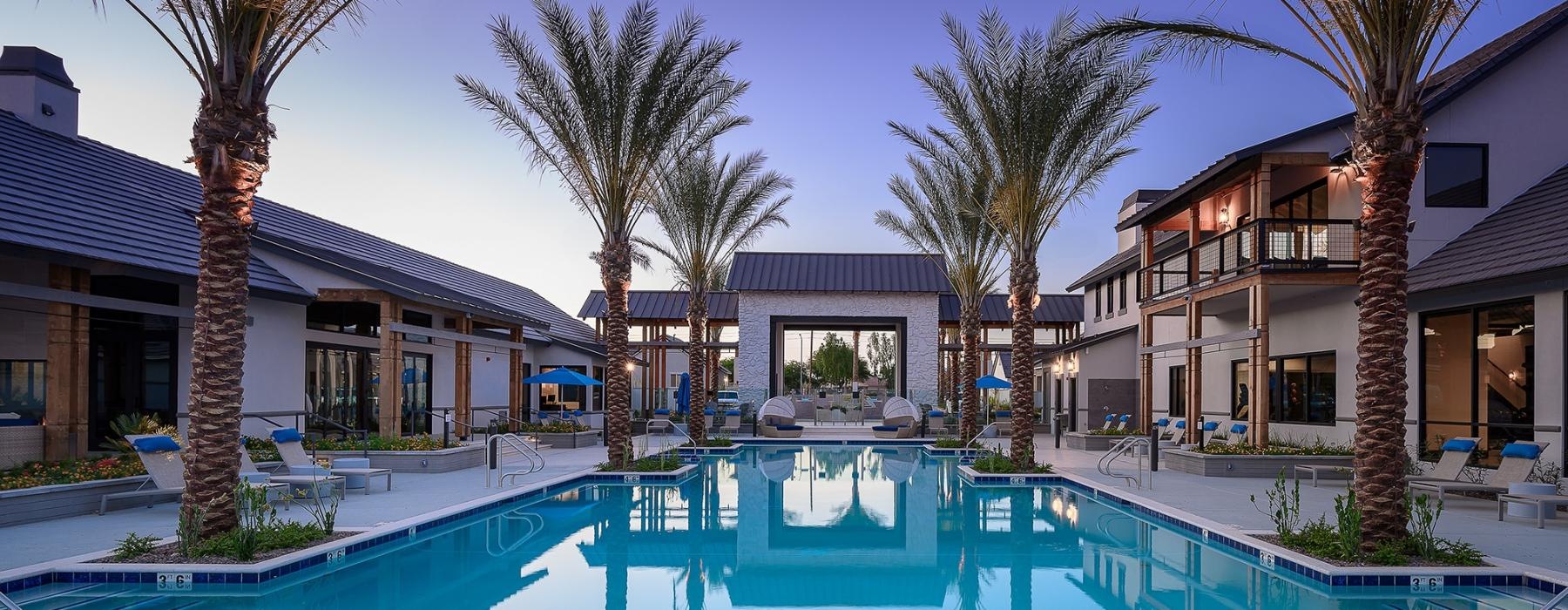a swimming pool in a backyard