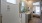 a bathroom with a glass door